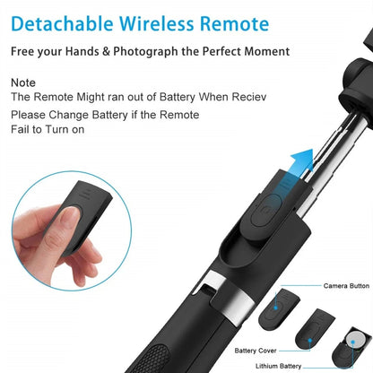 Selfie Stick Bluetooth Techsuit L01, Universale, Nero