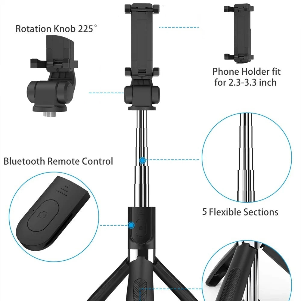 Selfie Stick Bluetooth Techsuit L01, Universale, Nero