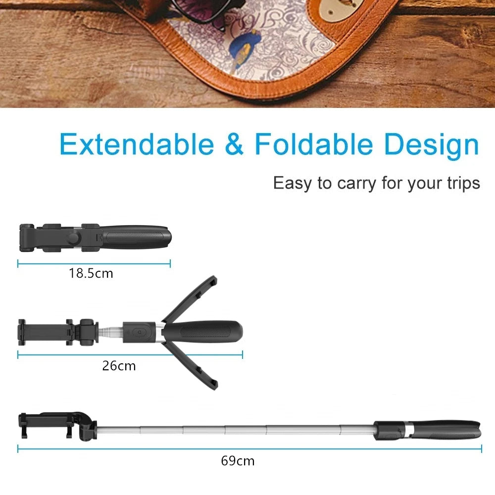 Selfie Stick Bluetooth Techsuit L01, Universale, Nero