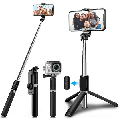 Selfie Stick Bluetooth Techsuit Q02, Universale, Nero