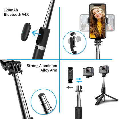 Selfie Stick Bluetooth Techsuit Q02, Universale, Nero