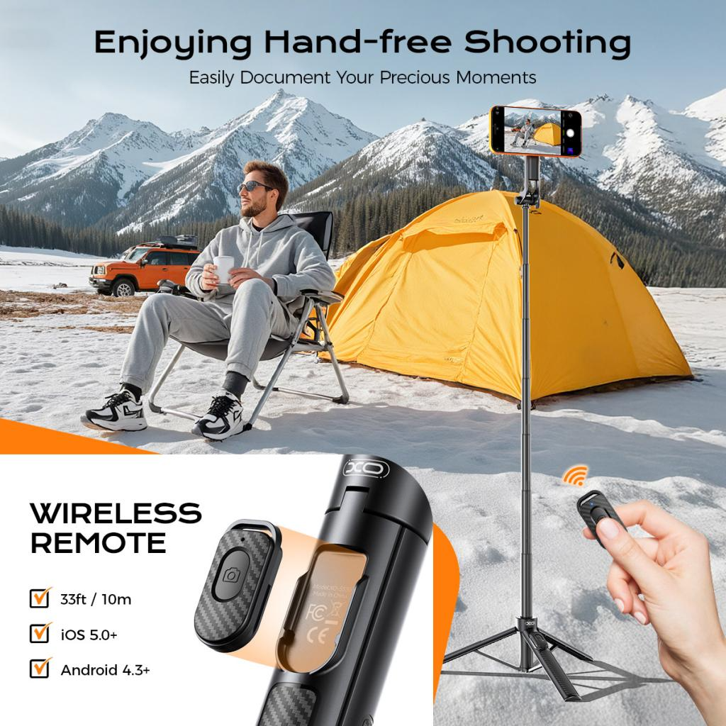 Selfie Stick Bluetooth XO Design SS30, Universale, Nero