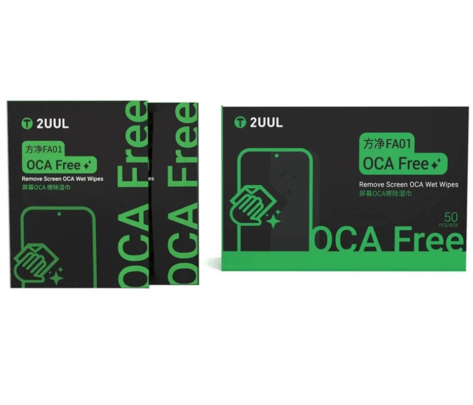 Salviette Umidificate per Pulizia 2UUL FA01 per rimozione Colla OCA / LOCA, Set 50 pezzi