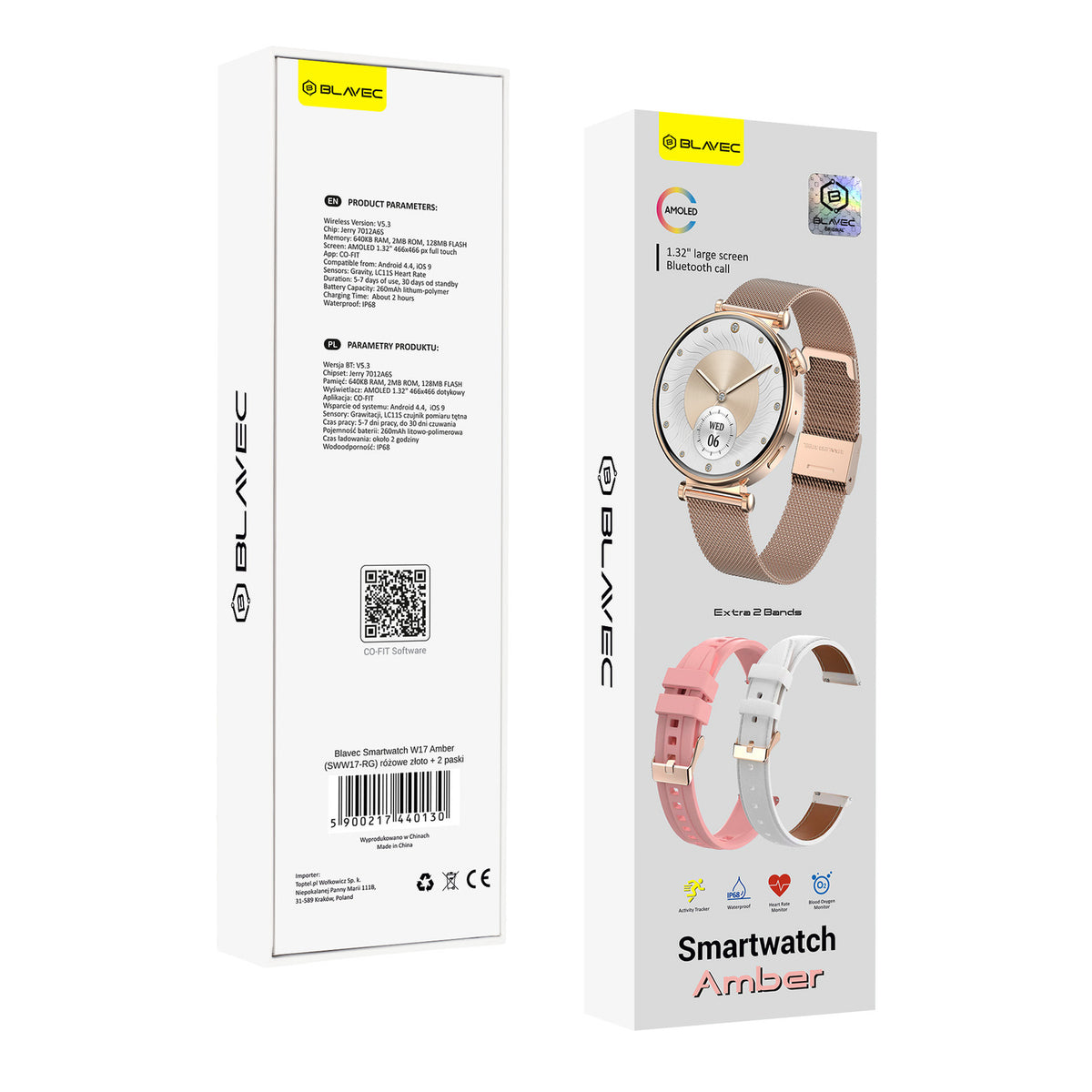 Smartwatch Blavec W17 Amber, Rosa dorato 