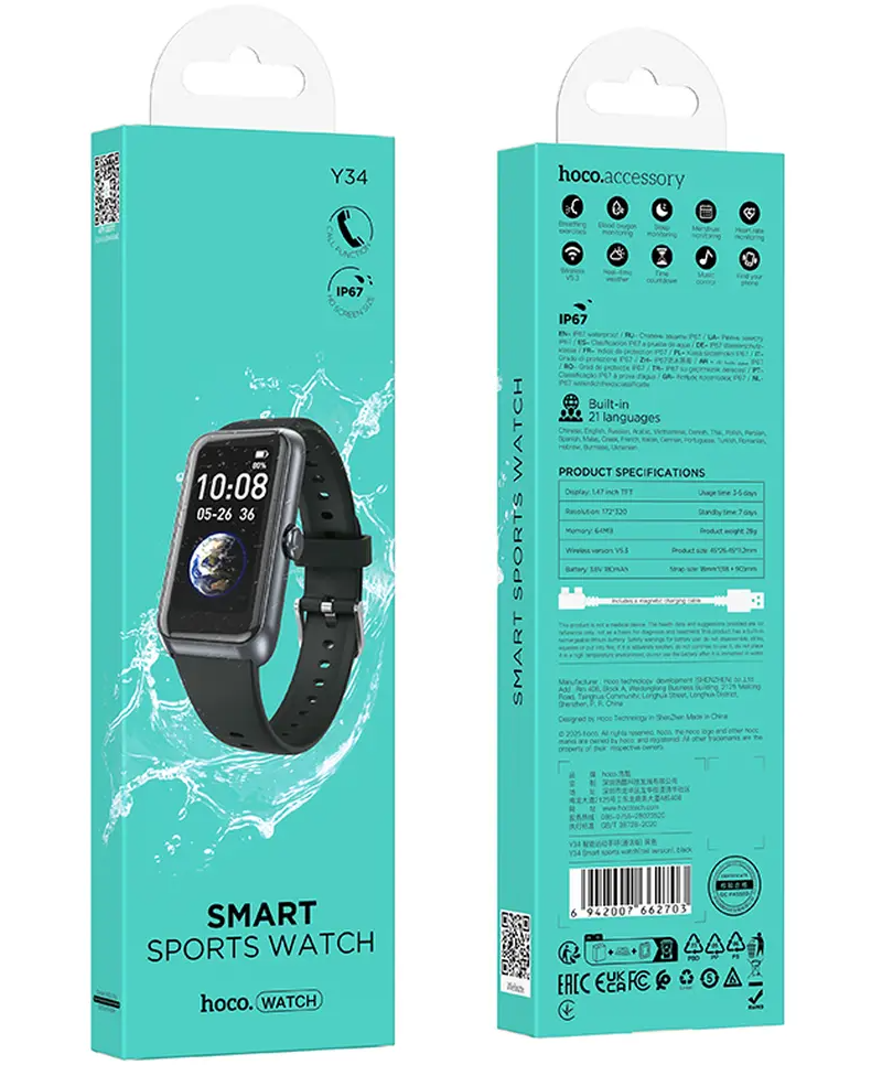 Smartwatch HOCO Y34 Call, Nero