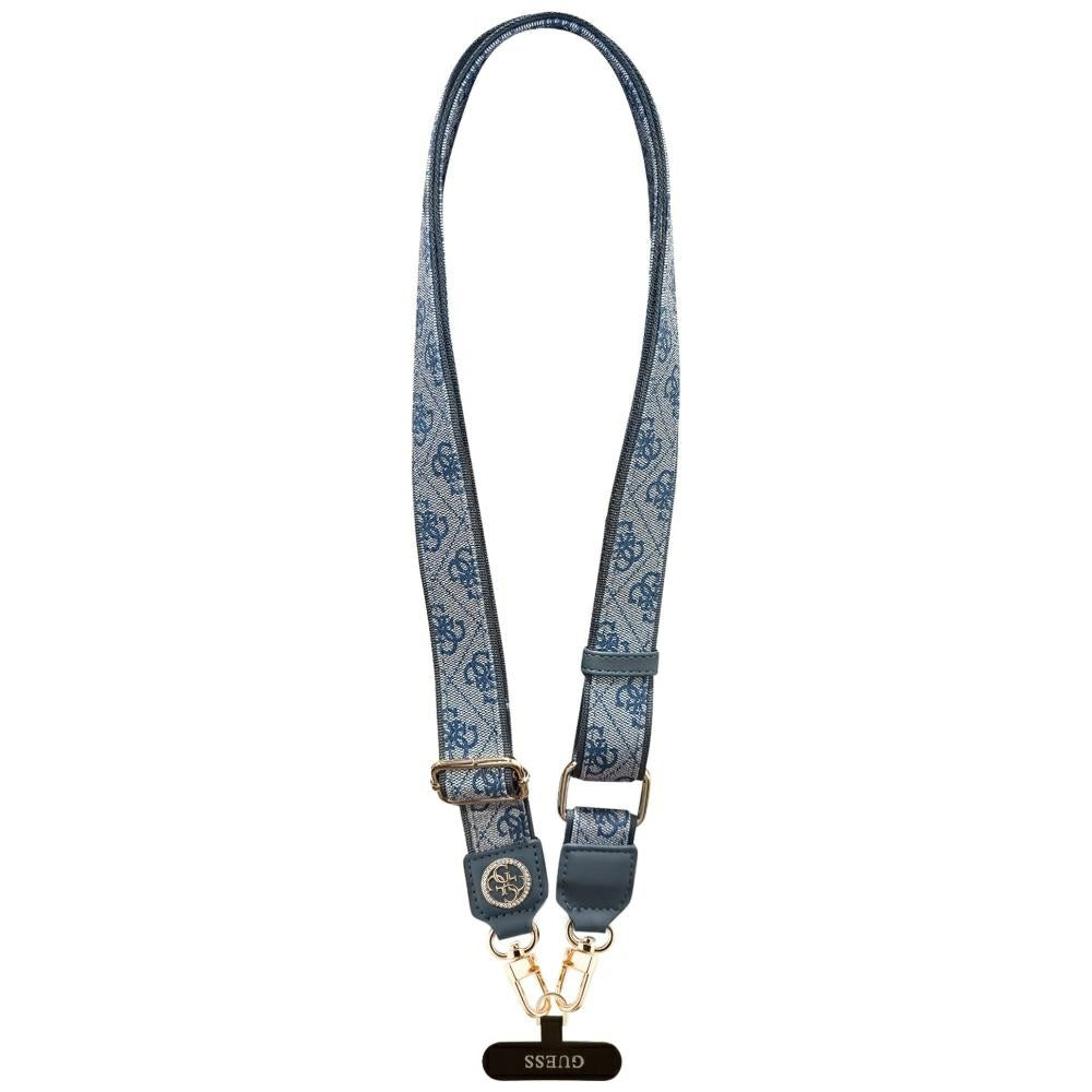 Laccetto per Telefono Guess 4G Strass Logo Metallico, Blu