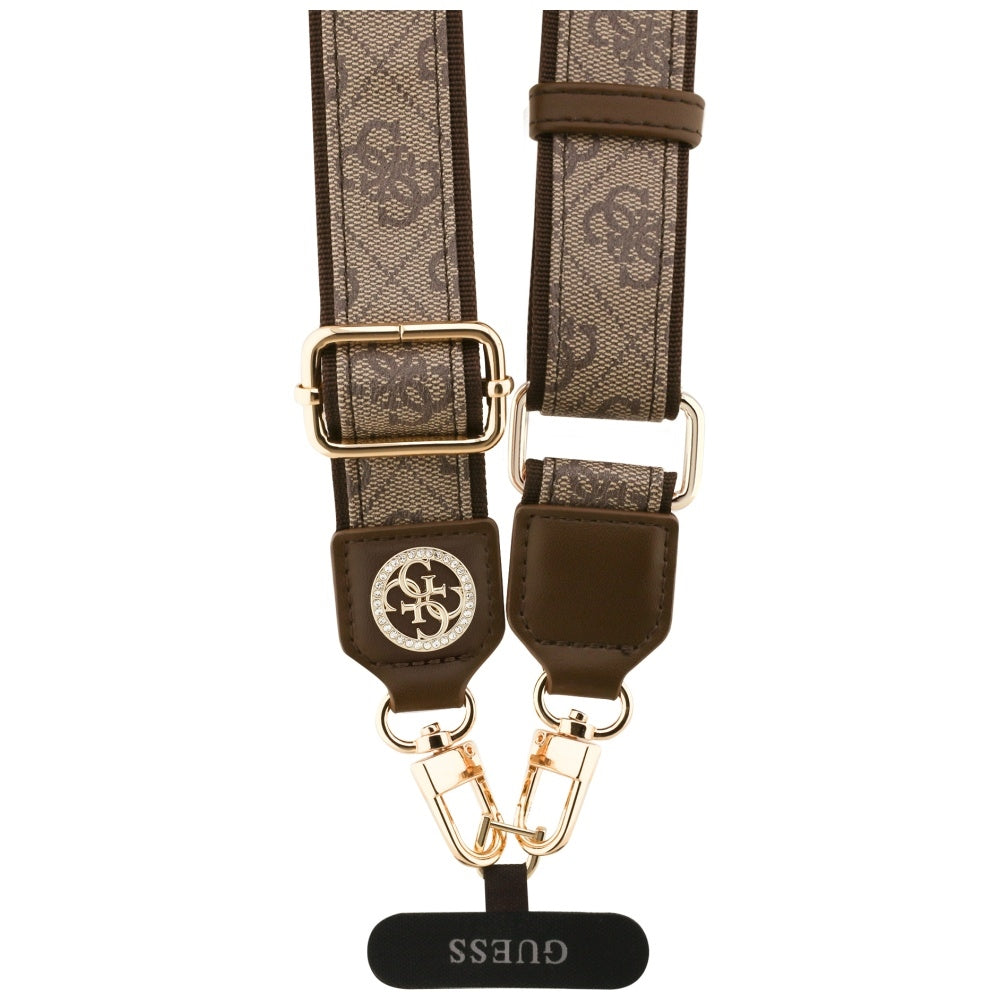 Cordino per Telefono Guess 4G Strass Logo Metallico, Marrone