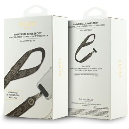 Cordino per Telefono Guess 4G Strass Logo Metallico, Marrone
