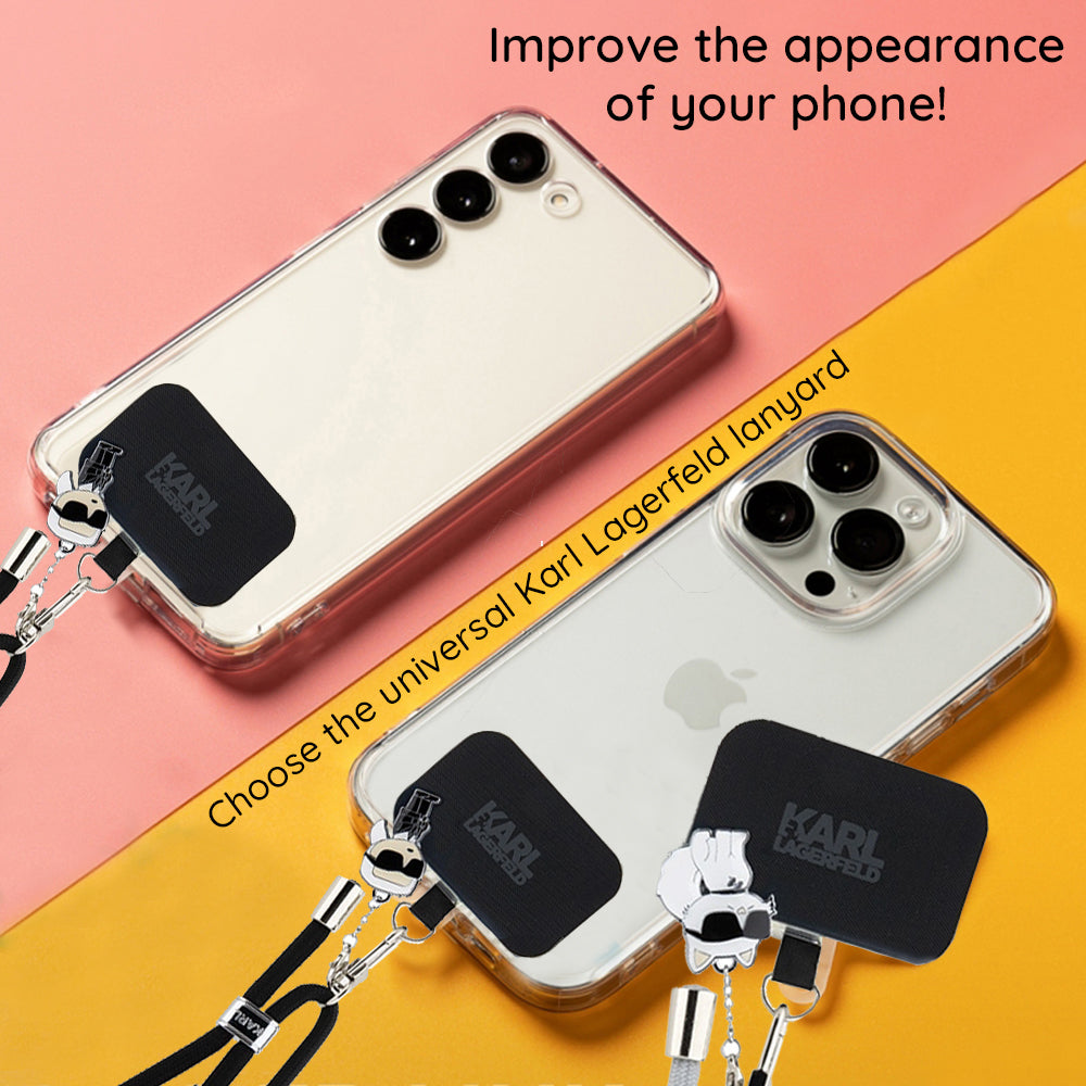 Cordino per Telefono Karl Lagerfeld Ikonik Karl, Universale, Nero