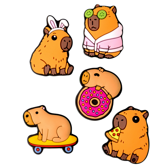 Sticker 3D OEM Capybara per Custodia Telefono / Tablet, Set 5 pezzi, Multicolore