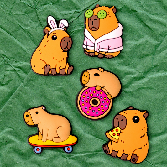 Sticker 3D OEM Capybara per Custodia Telefono / Tablet, Set 5 pezzi, Multicolore