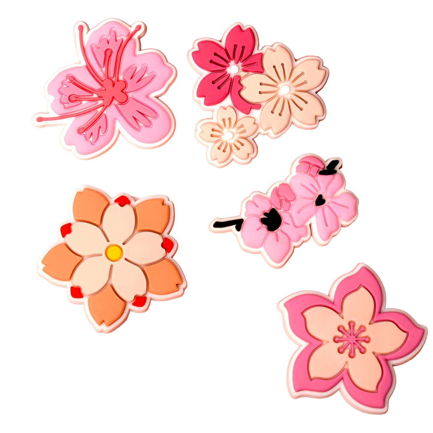 Sticker 3D OEM Pink Blossom per Custodia Telefono / Tablet, Set 5 pezzi, Multicolore