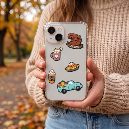 Adesivi 3D OEM Pumpkin Spice per cover di telefono/tablet, set da 5 pezzi, multicolore