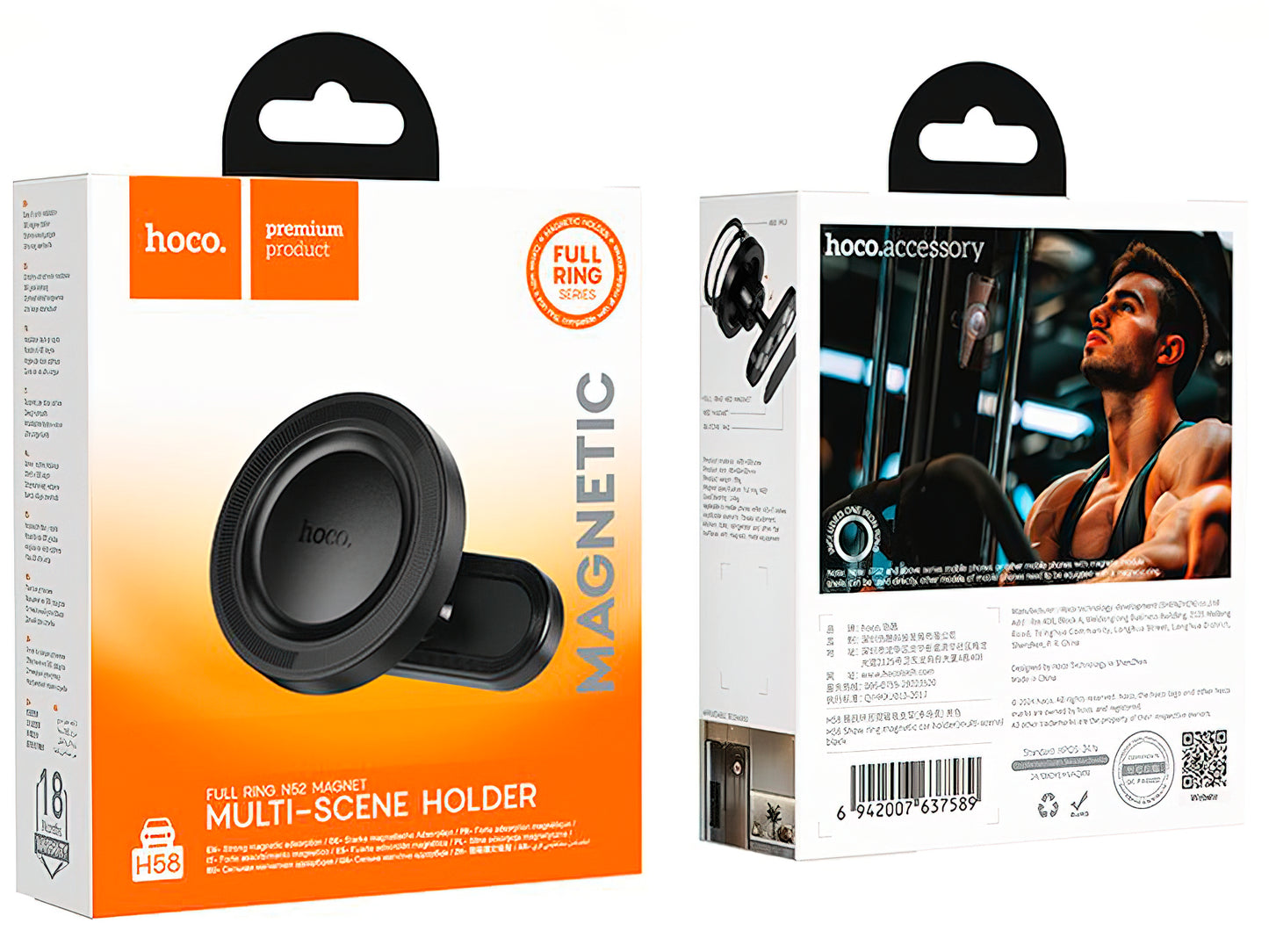 HOCO H58 Magnetic Car Holder, 4.5inch - 7inch, Black