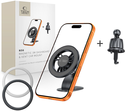 Supporto Auto Magnetico Tech-Protect N56 2in1 II, Universale, Nero
