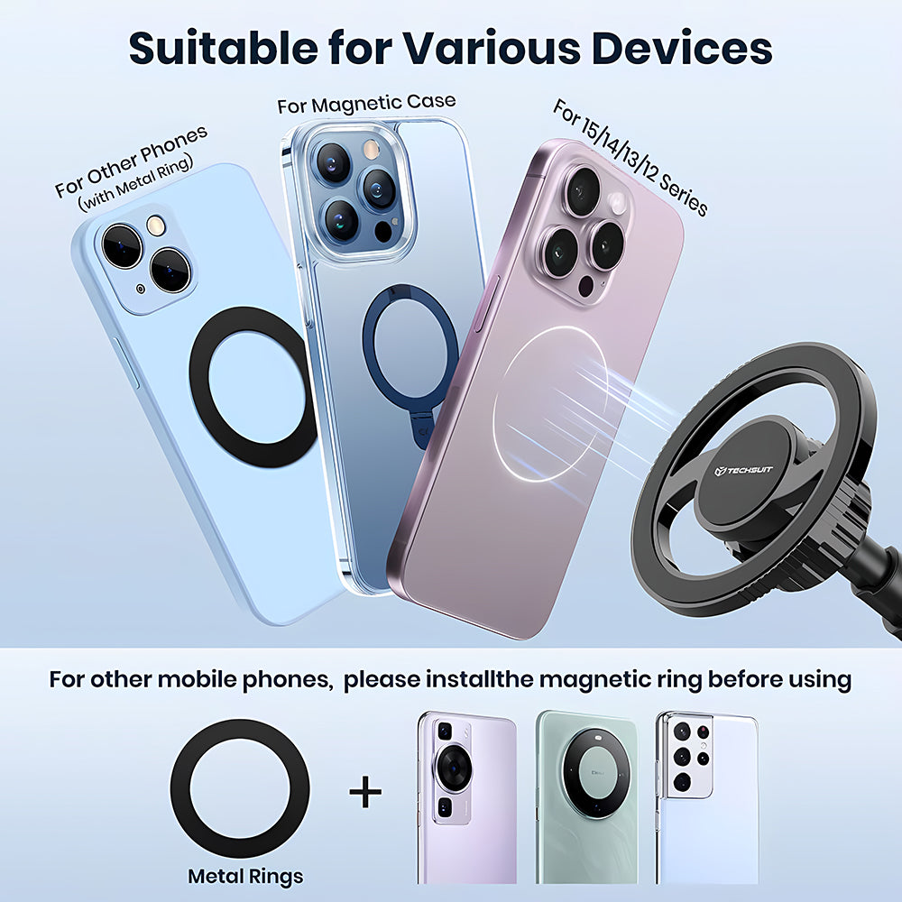 Techsuit S12 Magnetic Car Holder, Universal, Black