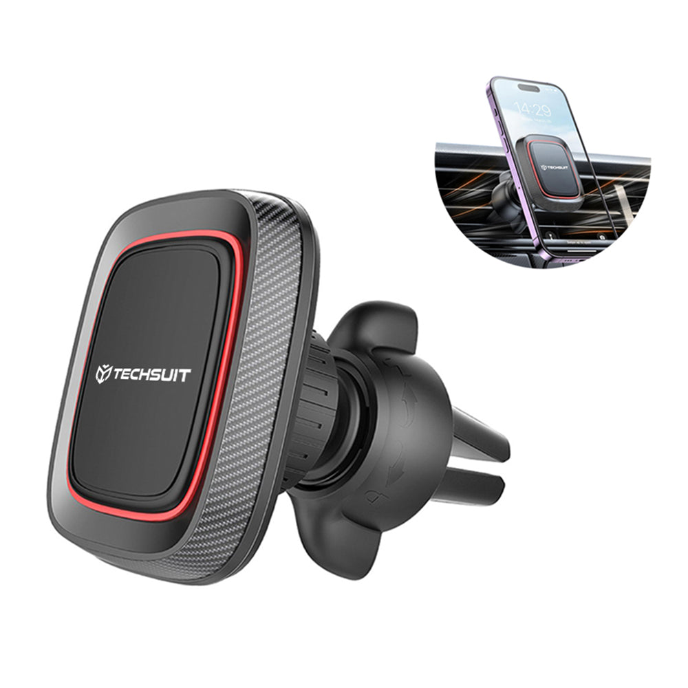 Supporto Auto Magnetico Techsuit S4, Universale, Nero Rosso