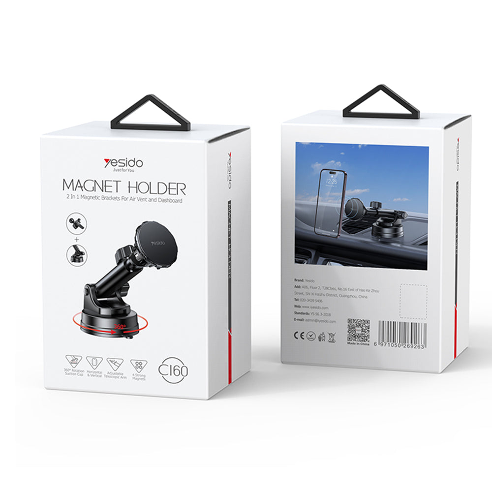 Supporto Auto Magnetico Yesido C160, Universale, Nero