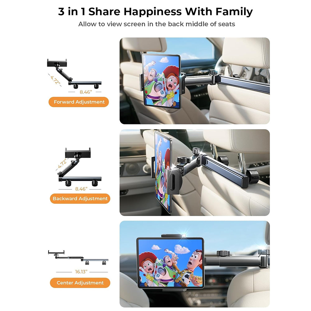 Supporto Auto Poggiatesta Lisen per Telefono / Tablet, 4.7inch - 12.9inch, Nero YL0423090004