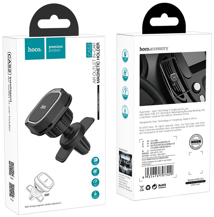 HOCO CA52 Magnetic Car Holder, Universal, Black