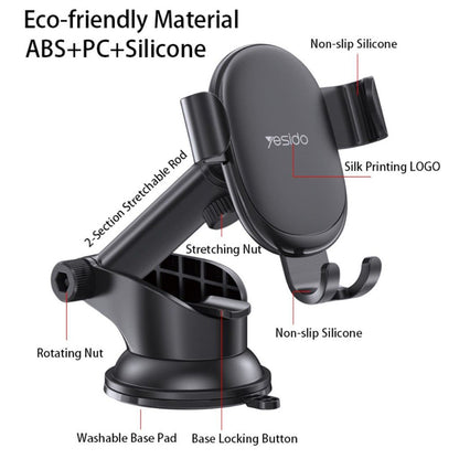 Supporto Auto Yesido C120, 4inch - 6.5inch, Nero