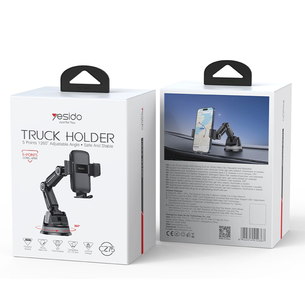 Supporto Auto Yesido C275, 4.7inch - 7.2inch, Nero