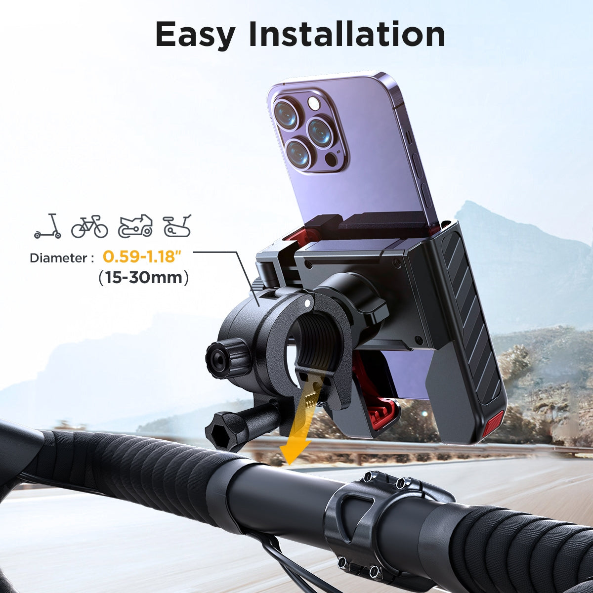 Joyroom JR-ZS266 Bicycle Holder, 4.7inch - 7inch, Black