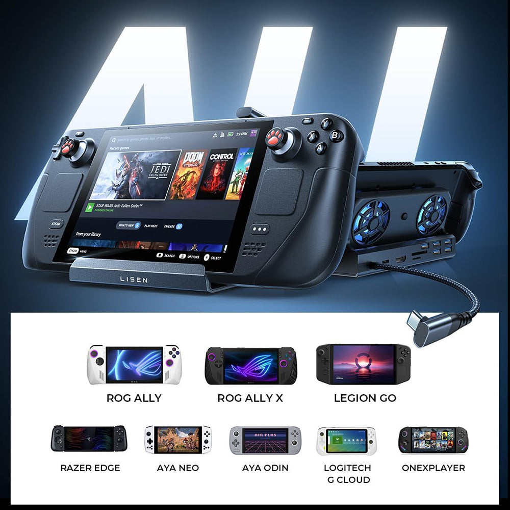 Hub Supporto con Cooler Lisen S1 per Console ROG / Lenovo / Razer / Aya / Logitech / Onexplayer Series, Nero YL0423110005