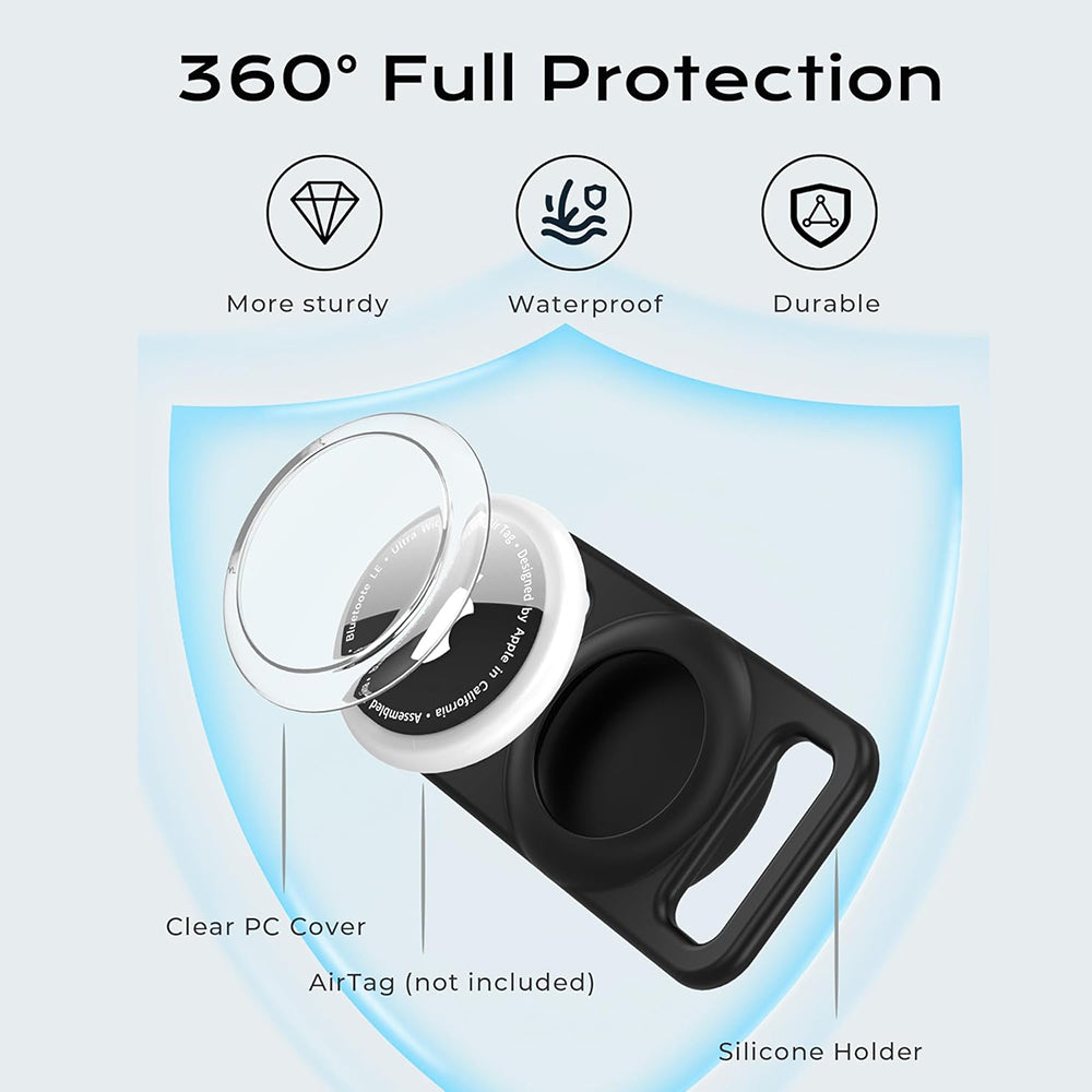Supporto Techsuit BuddyGuard DG1 per Apple AirTag al Collare Animale Domestico, Nero