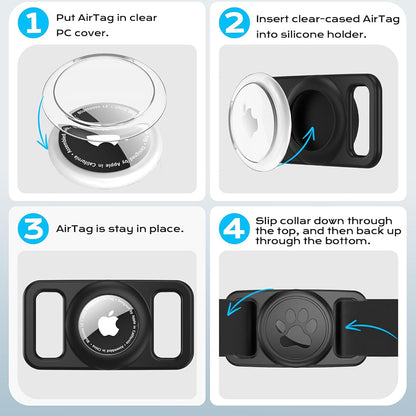 Supporto Techsuit BuddyGuard DG1 per Apple AirTag al Collare Animale Domestico, Nero