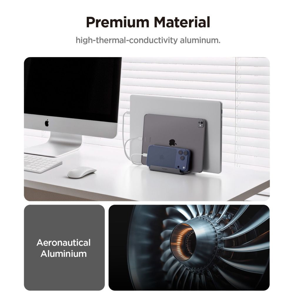 Supporto Verticale Spigen LD208S4 Two per Laptop con spessore 14mm - 27mm, Grigio