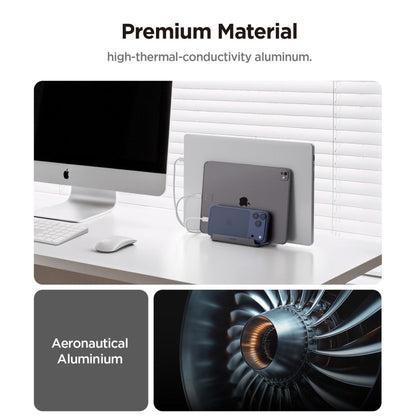 Supporto Verticale Spigen LD208S4 Two per Laptop con spessore 14mm - 27mm, Grigio