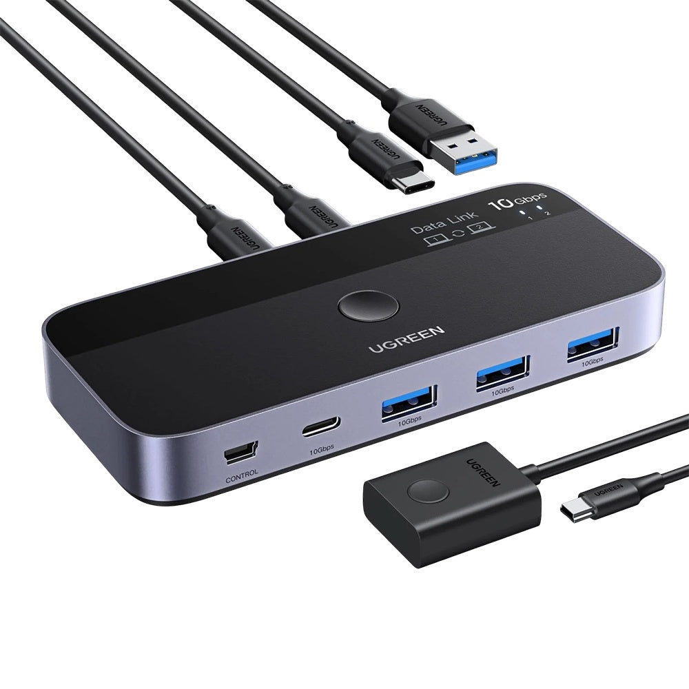 Switch USB UGREEN CM691 (45784), 3 x USB-A 3.2 - 1 x USB-C - 1 x miniUSB, Nero