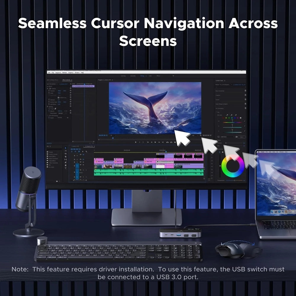 Switch USB UGREEN CM691 (45784), 3 x USB-A 3.2 - 1 x USB-C - 1 x miniUSB, Nero