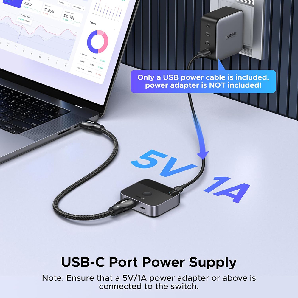Switch Video HDMI / USB-C UGREEN AW503 (55452), Grigio, Ricondizionato