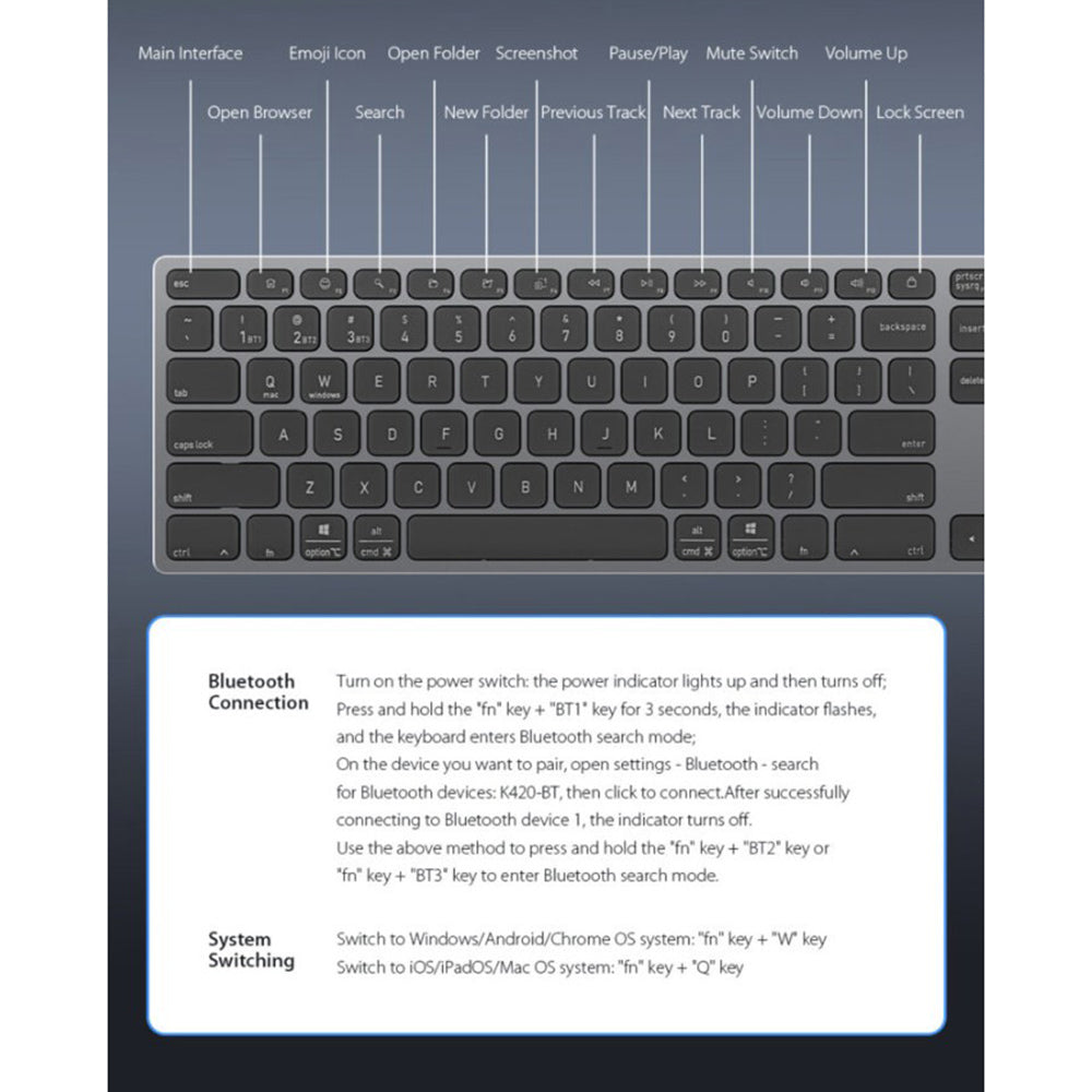 DUX DUCIS LK Bluetooth Keyboard, White