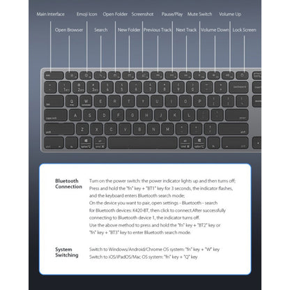 DUX DUCIS LK Bluetooth Keyboard, Black