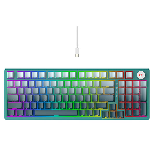 Tastiera Gaming HAVIT KB899L, RGB, 1.8m, Bianca Verde