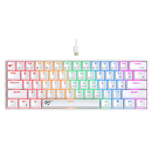 Tastiera Gaming HAVIT KB903L, RGB, 1.8m, Bianca
