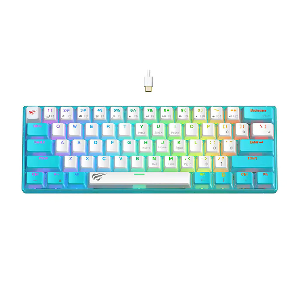Tastiera Gaming HAVIT KB903L, RGB, 1.8m, Blu Bianco