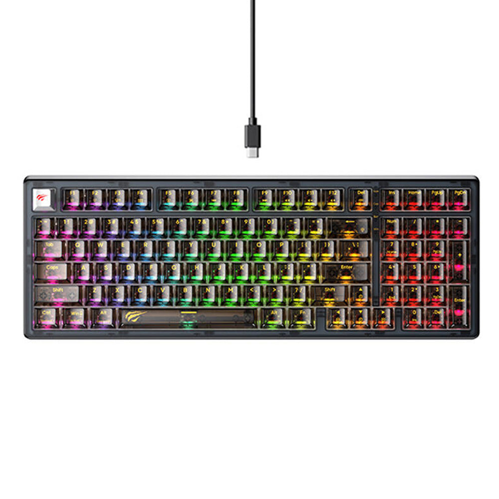 Tastiera Gaming Cablata USB HAVIT KB875L, RGB, 1.8m, Trasparente Nera