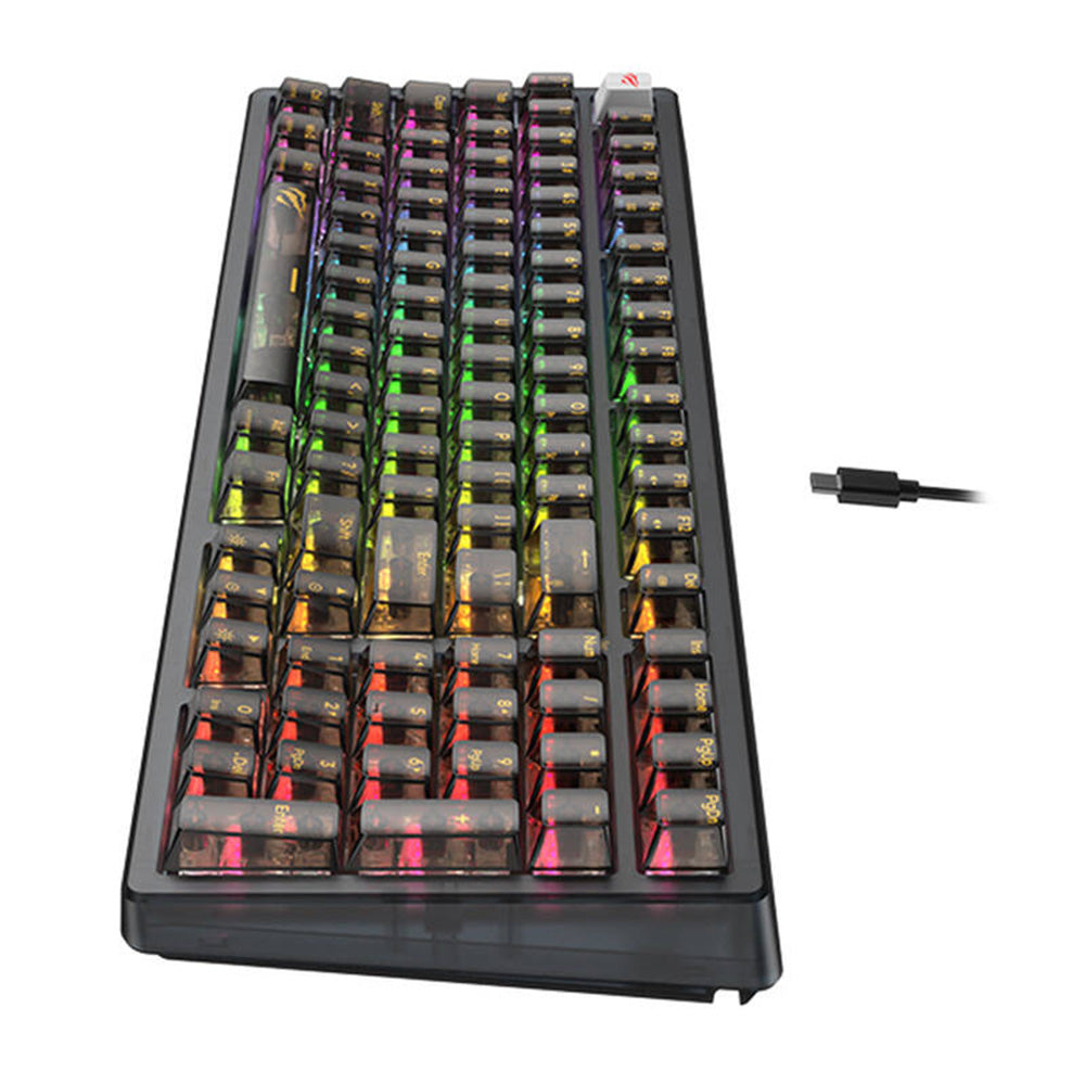 Tastiera Gaming Cablata USB HAVIT KB875L, RGB, 1.8m, Trasparente Nera
