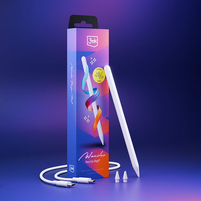 Touch Pen 3MK Wonder per Apple iPad, Versione Attiva, Bianco