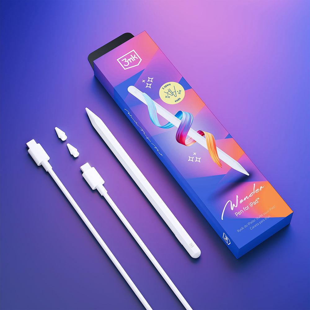 Touch Pen 3MK Wonder per Apple iPad, Versione Attiva, Bianco