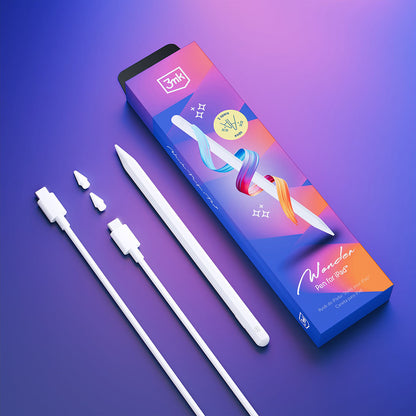 Touch Pen 3MK Wonder per Apple iPad, Versione Attiva, Bianco