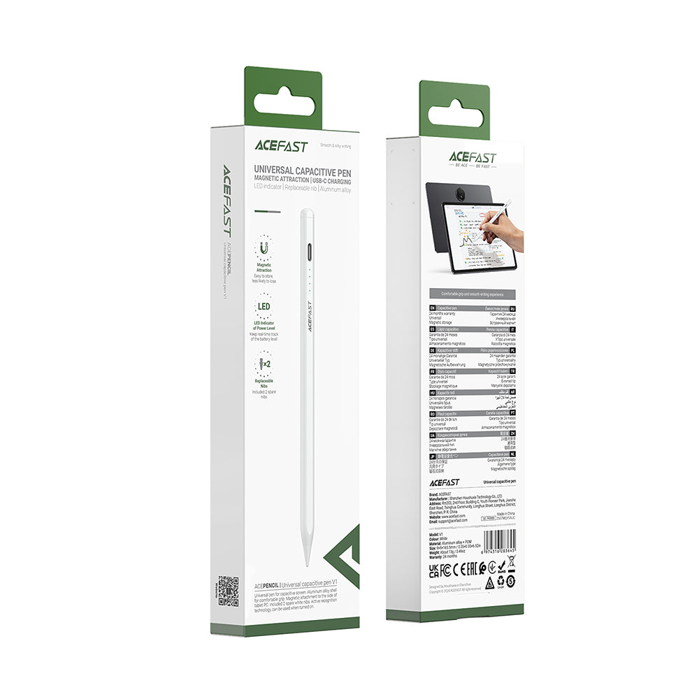 Touch Pen Acefast V1, Versione Attiva, Bianco