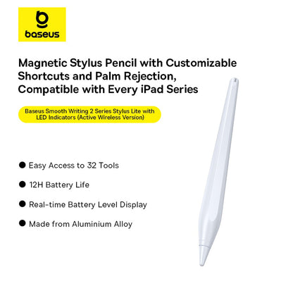 Touch Pen Baseus Smooth Writing 2 Series per Apple iPad, Versione Wireless Attiva, Bianco P80015802213-03
