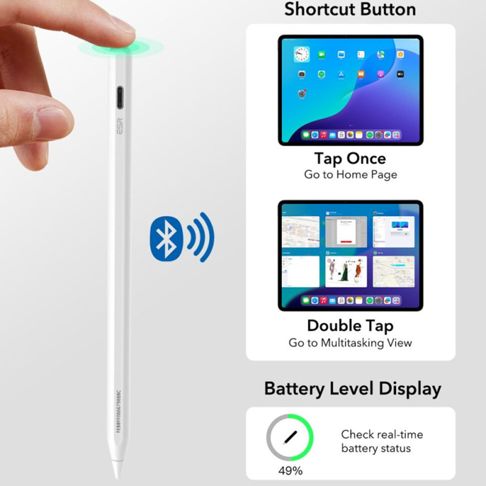 Touch Pen ESR Geo per Apple iPad, Versione Attiva, Bianco