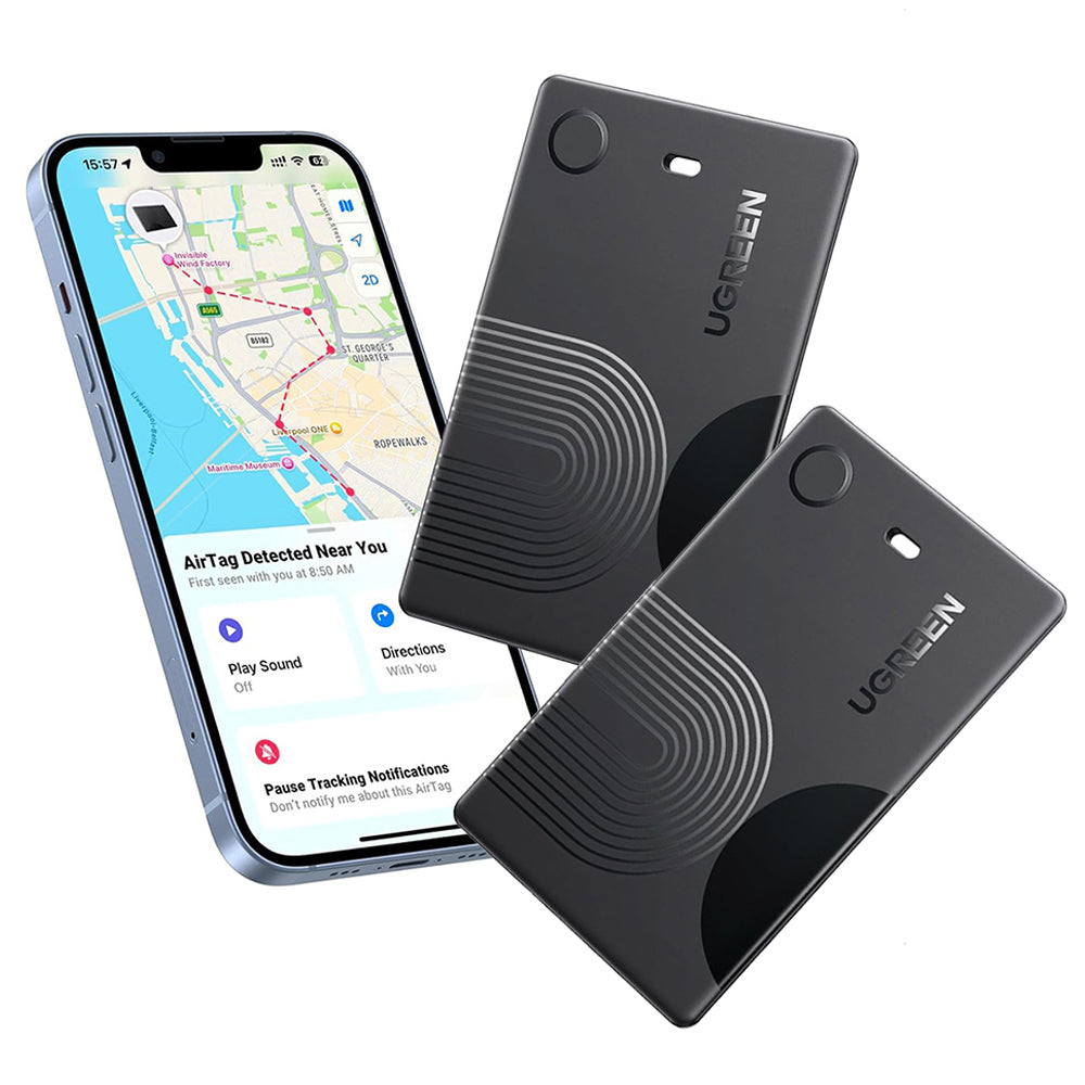 UGREEN SmartTag Smart Finder Slim 2 CM920 (75120A) per Serie iOS, Set da 2 pezzi, Nero