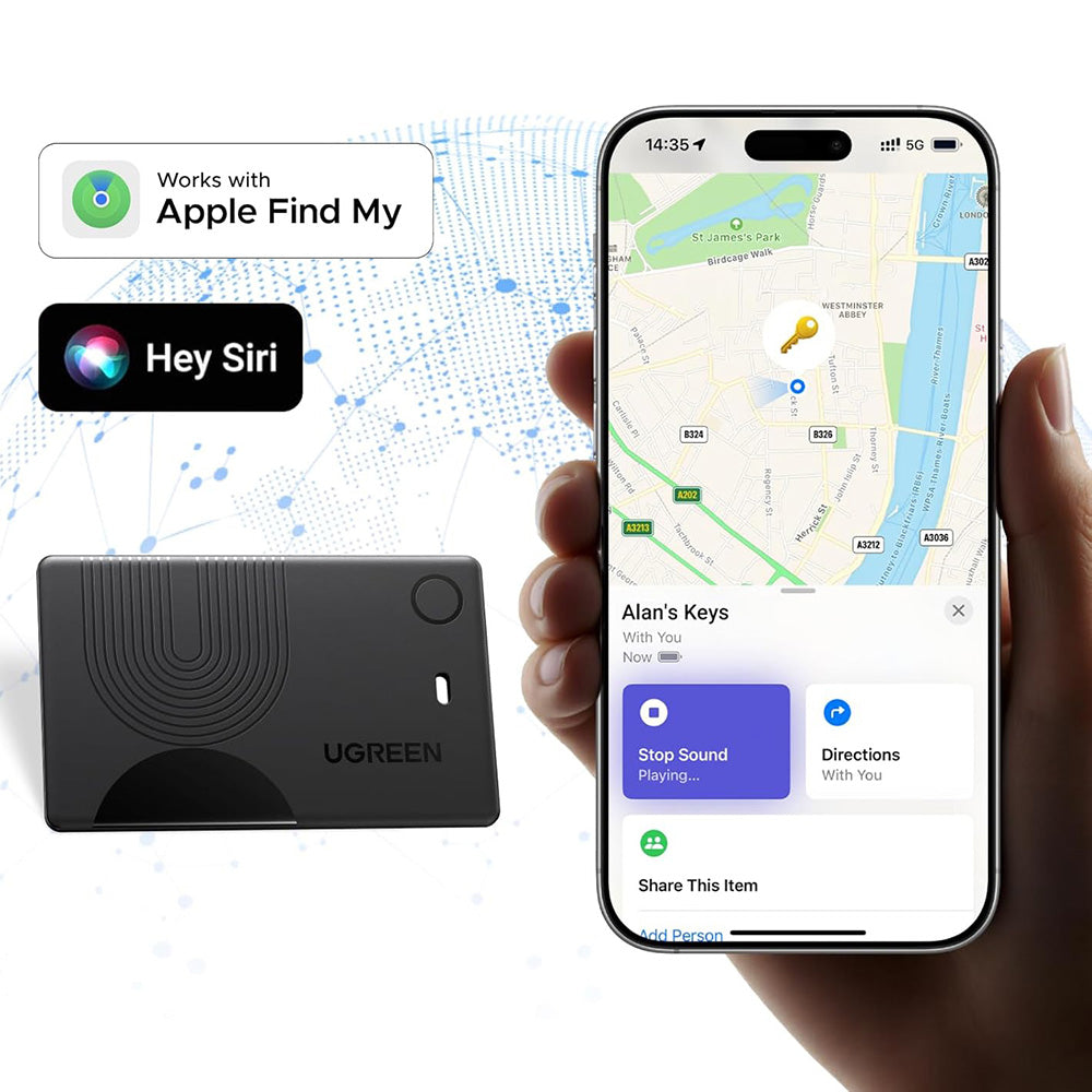 UGREEN SmartTag Smart Finder Slim 2 CM920 (75120A) per Serie iOS, Set da 2 pezzi, Nero